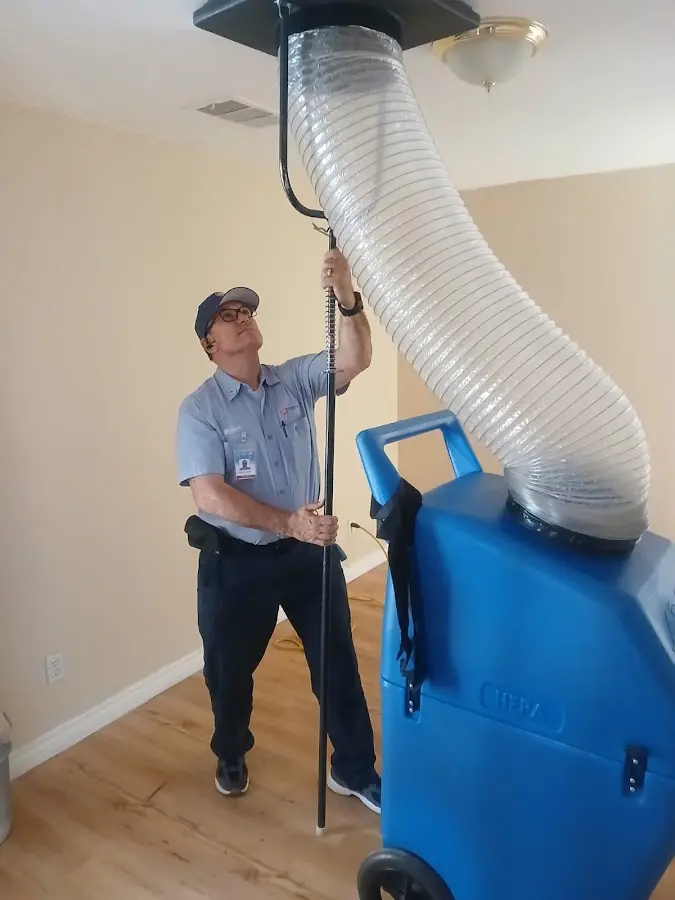 Mini Split Installation technician using HEPA equipment in Tampa